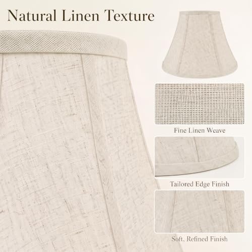 Beige Natural Linen Bell Lamp Shades Set of 2 (Beige / Medium - 6.5×13×10 in)