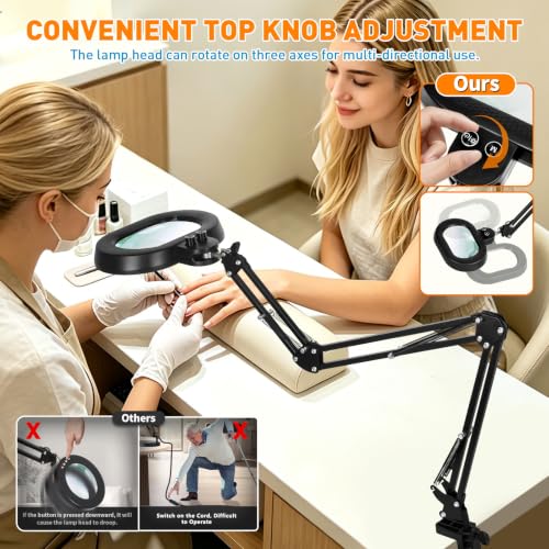 Magnifying Glass with Light and Clamp (5IN)
