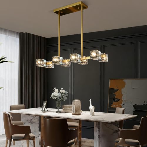 Linear Crystal Dining Room Chandelier (8 lights Gold)