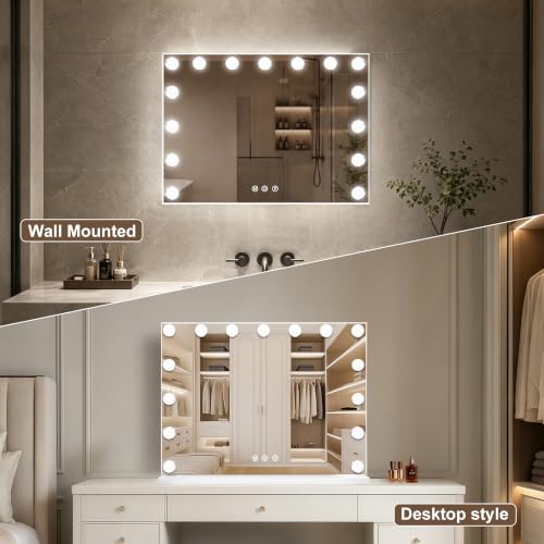 Vanity Mirror with Lights (White / 23"L x 18"W)