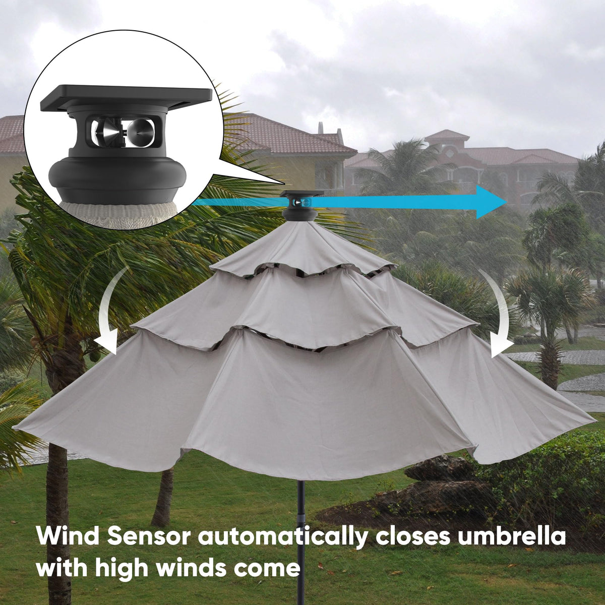 Height 2 Series 11t Motorized Patio Umbrella with Remote