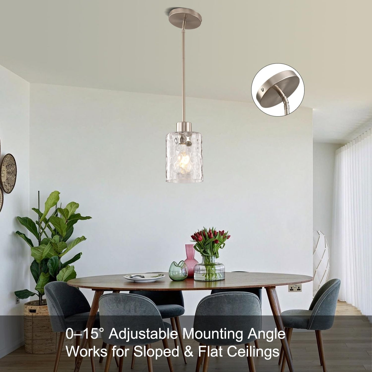 2 Pack Brushed Nickel Glass Pendant Light (2 pack brushed nickel water glass)