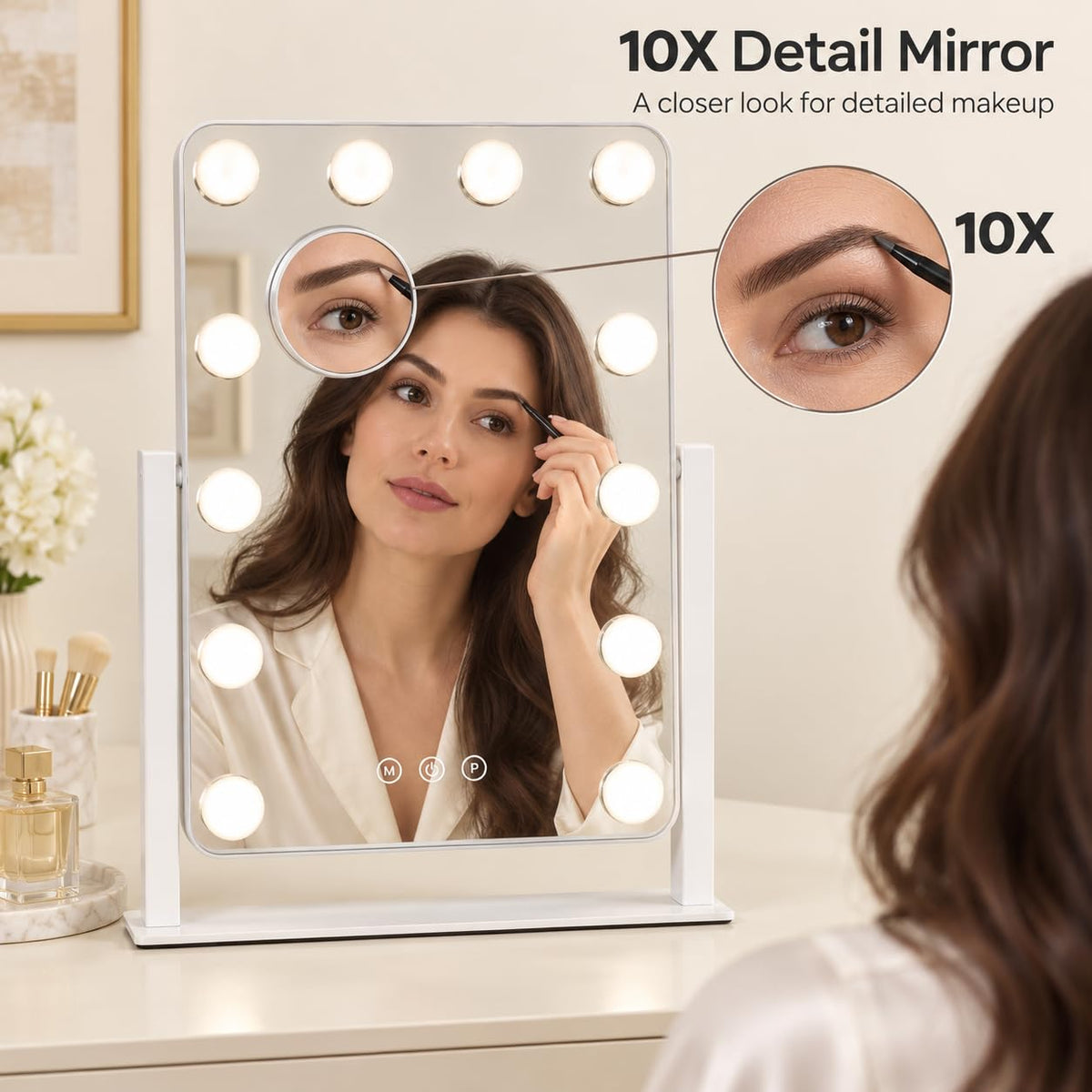 Hollywood Vanity Mirror with Lights 13x16in (White / 16.5"L x 13"W)