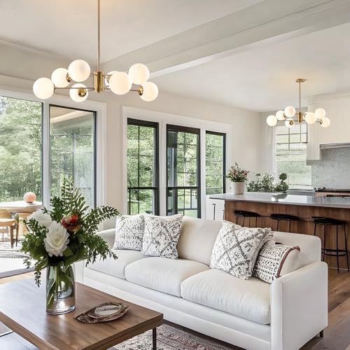 Lighting Sputnik Chandelier Light Globe Shade Frosted Glass Ceiling Pendant Light Modern Brass Kitchen Bedroom Flush Mounted Fixture