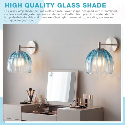 2 Pcs Glass Tulip Lamp Shade (Ombre Blue)