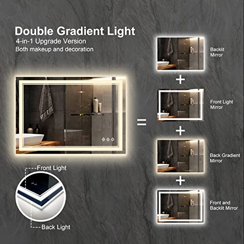 Lighted Bathroom Mirror (Front and Backlit / 40"L x 30"W)