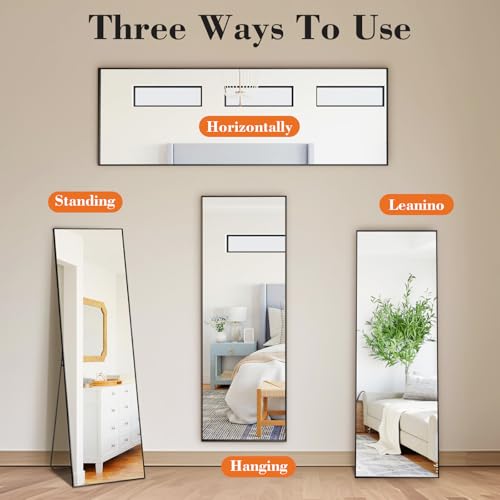 19"x58" Mirror Full Length (Claccic Black-rect / 58"L x 19"W)