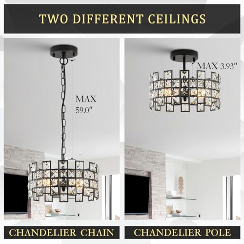 Black Crystal Pendant Light (Small Matte Black)