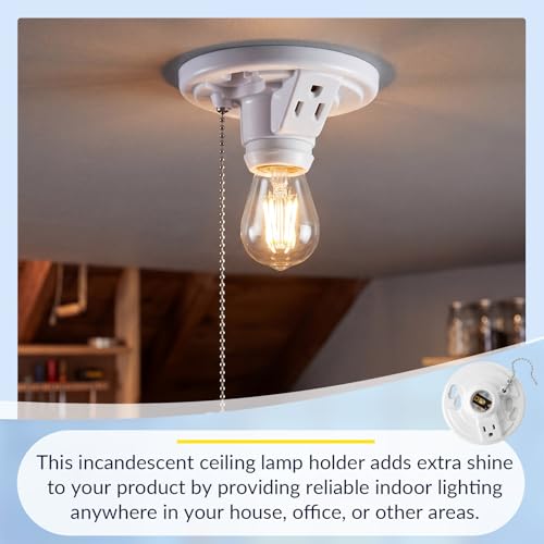 6 Pack Phenolic Resin Light Socket with Outlet and Pull Chain (Phenolic Resin)