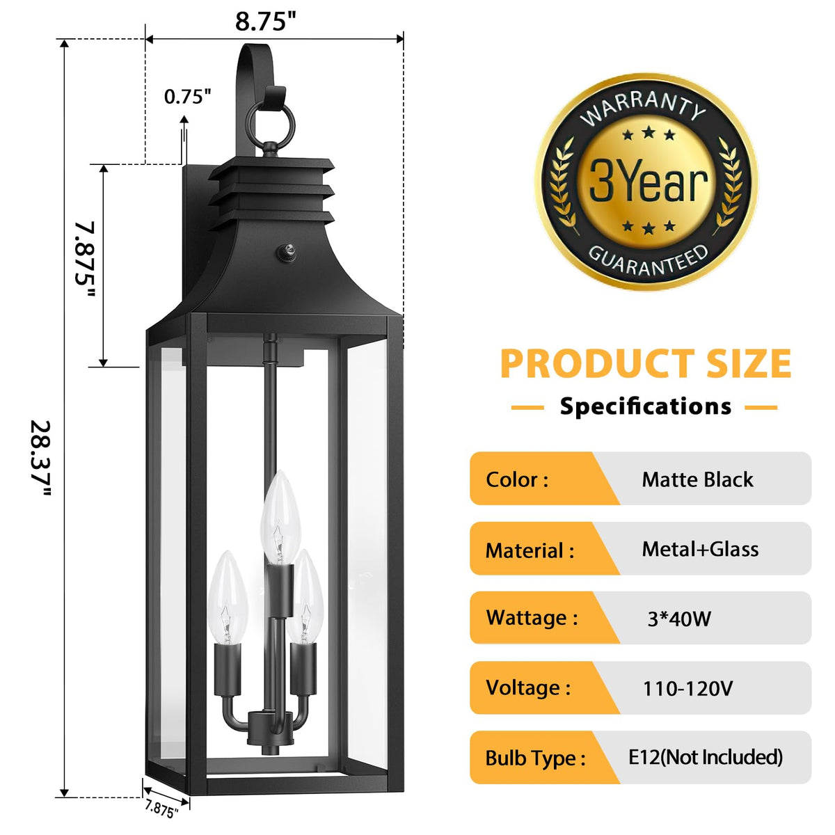 2 Pack Exterior Lighting Fixtures (28" Dusk to Dawn (2 Packs))
