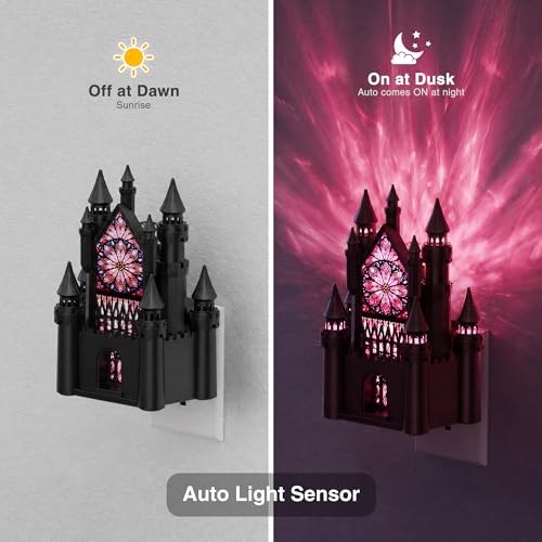 Night Lights Plug into Wall (Balck-Castle / 2 Pack)