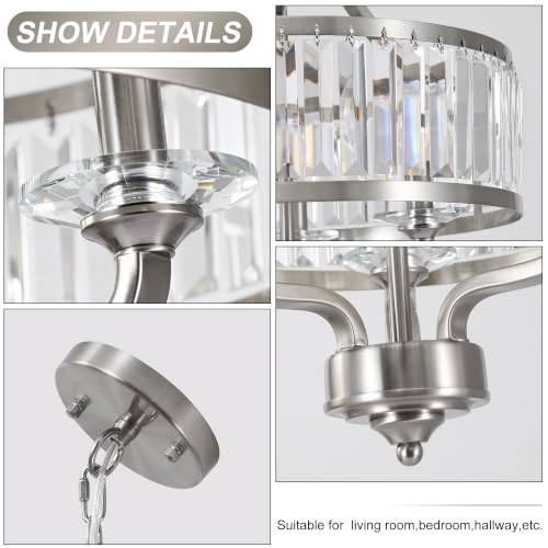 Brushed Nickel Crystal Chandelier (Brushed Nickel / 15.75''/3-Light)
