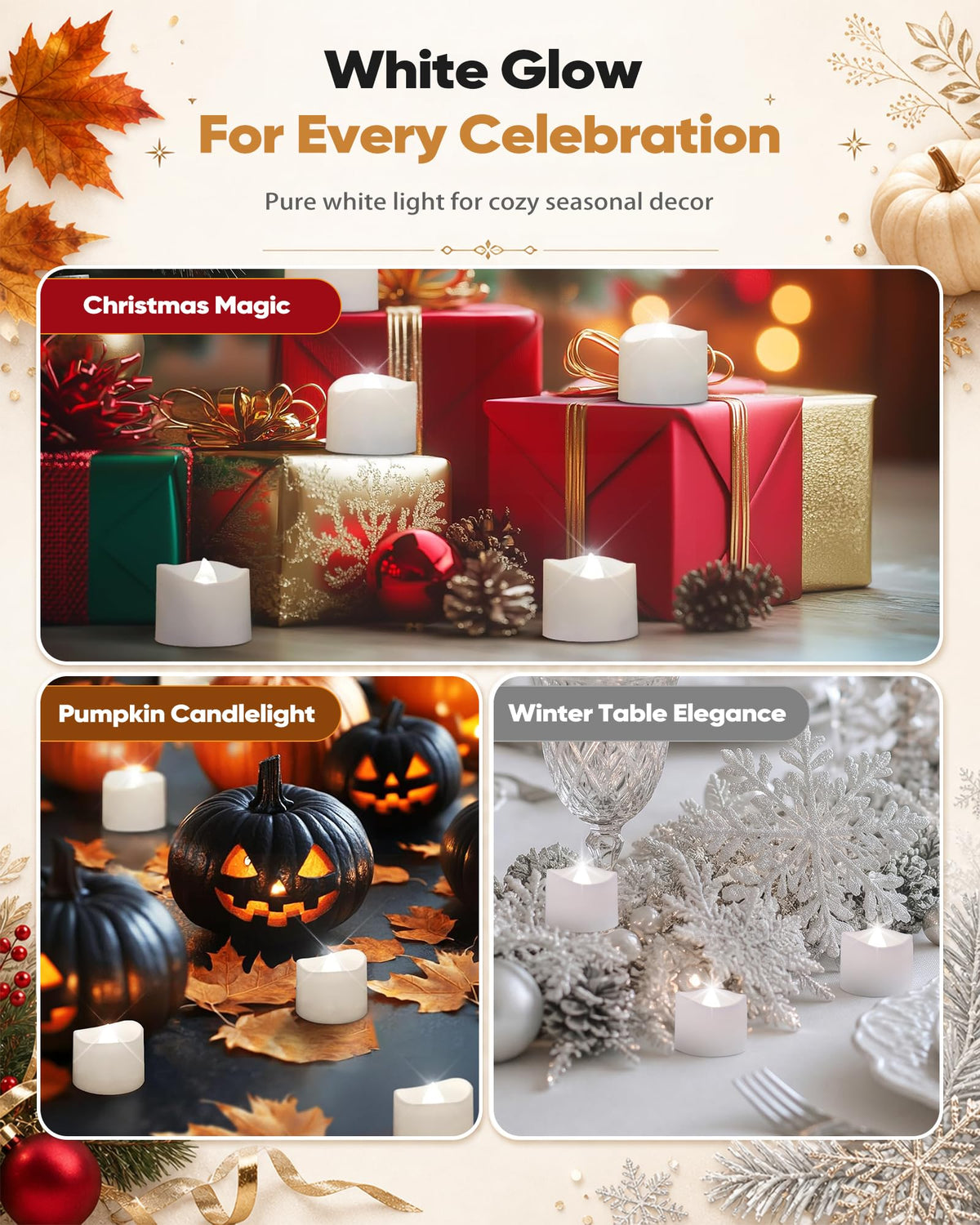 Flameless Tea Lights Candles Battery Operated - 50 Pack