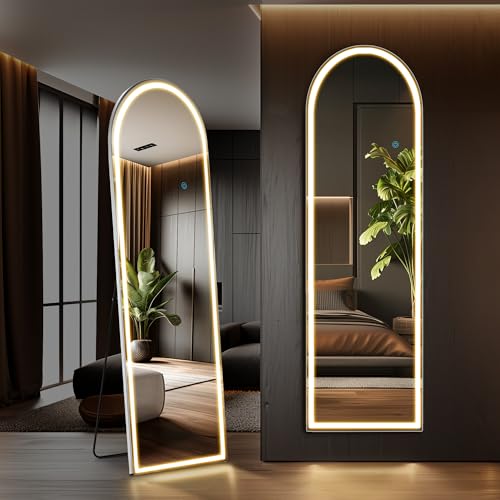 Arched LED Full Length Floor Mirror (Modern / 60"L x 16"W)
