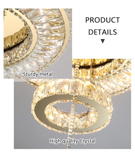 Modern Chandelier Bedroom Light Indoor LED Dimmable Lights Ceiling Chandeliers for Dining Room Kitchen Entryway Gold 30W LEDs Fixtures 2400 Lumens (Gold / W20")