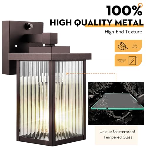 2 Pack Bronze Dusk to Dawn Outdoor Wall Light (Oil-Rubbed Bronze / 10.6''-2 Pack)