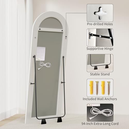 LED Arched Full Length Mirror (Standing Mirror-arched / 63"L x 20"W)