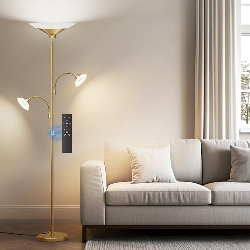 42W 3 Light Torchiere Floor Lamp (Gold)