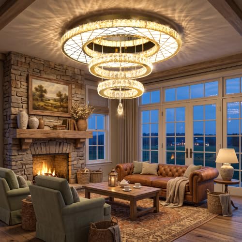 LED Chandeliers for Dining Room Ceiling Light (32 inch / Gold)