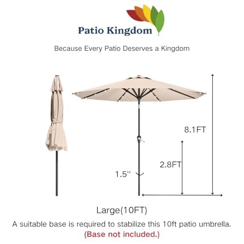 10FT Solar Umbrella 32 LED Lighted Patio Umbrella Table Market Umbrella