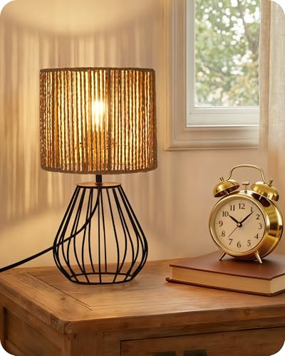 Rattan Table Lamp (Striped + Black)