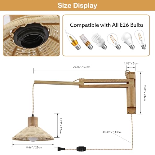 Plug in Wall Lamp (Bamboo + Natural Wood)