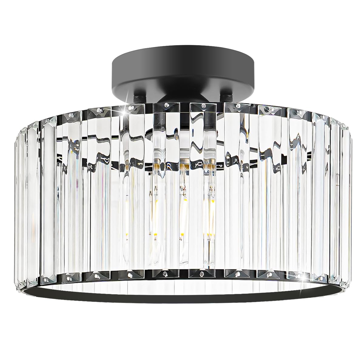 Crystal Ceiling Light Fixture (11in - 1 light / Black)