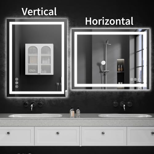 LED Bathroom Mirrors 28"x32" Bathroom Mirror with Lights for Wall (32"L x 28"W)