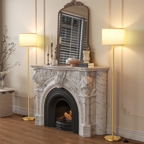 60'' Modern Floor Lamp Set of 2 (beige & gold 2PCS / 60 Inches(Without Bulb))