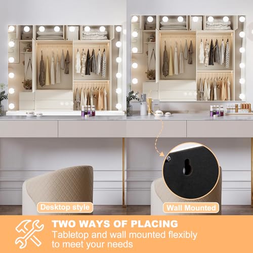 Vanity Mirror with Lights (White / 32"L x 24"W)