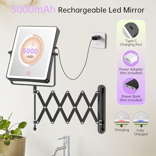5000mAh Rechargeable Wall Mounted Makeup Mirror