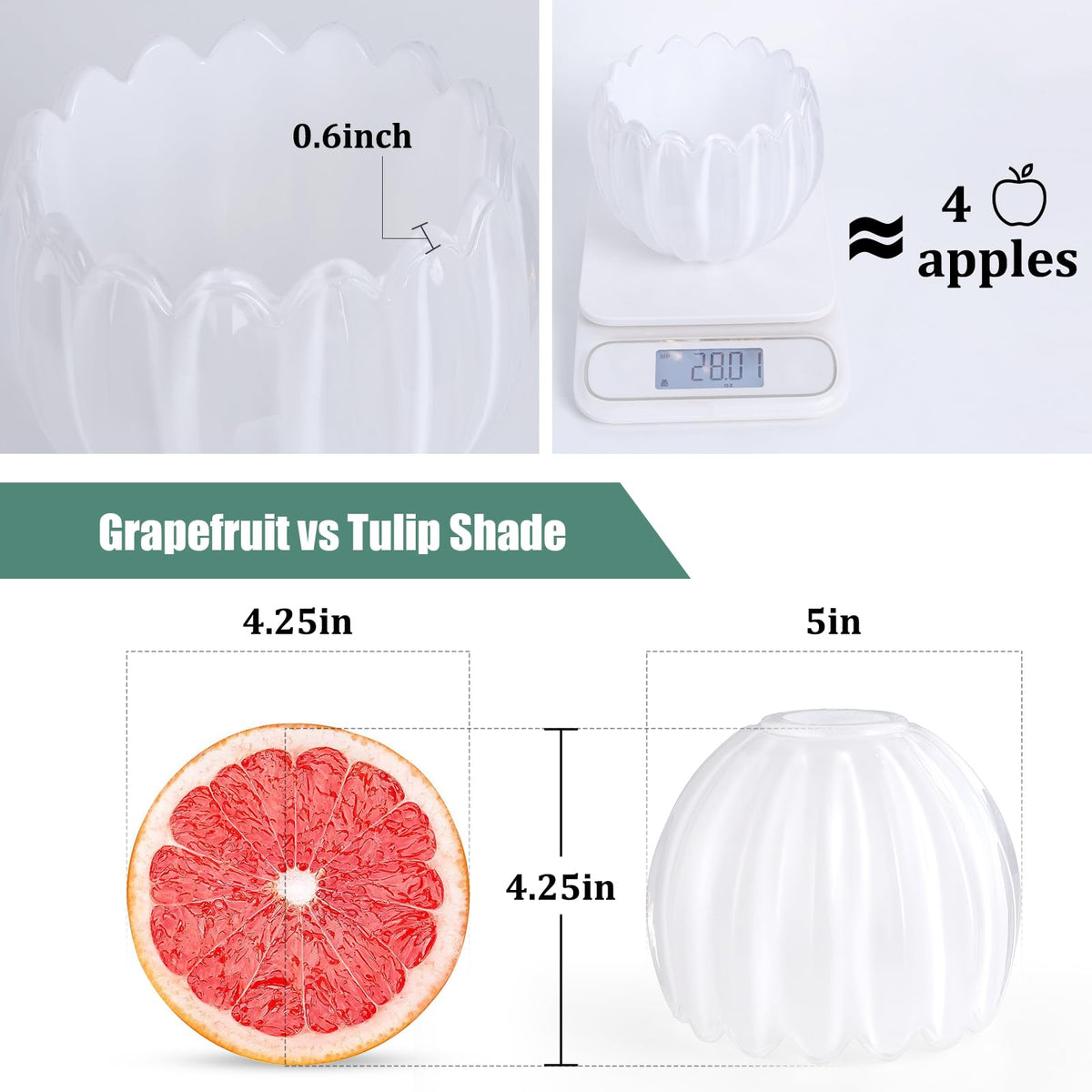 Tulip Lamp Shades Replacement (White)