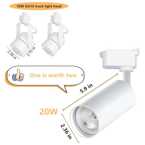 Plug in LED Track Lighting Kit 4000K Natural White 20W 2PCS White H Type