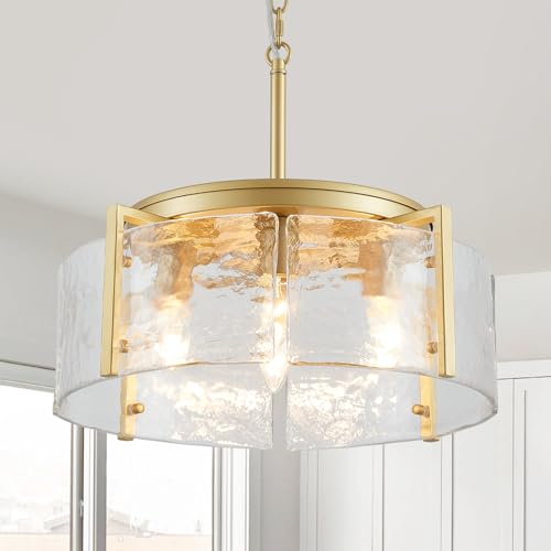 Modern Water Ripple Chandelier Glass Light Fixture for Entryway Hallway Kitchen Island Dining Room Foyer Bedroom Laundry Hallway Drum Light Fixture
