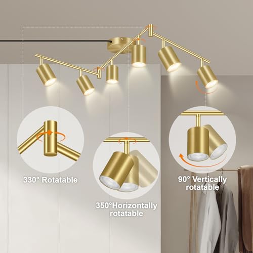 Plug in Track Lighting LED (6-Light Track Light(Gold))