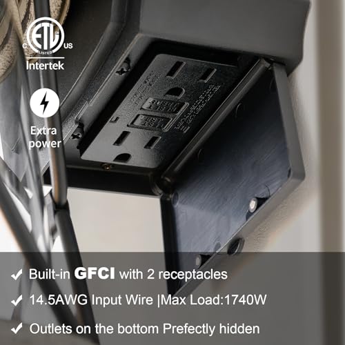 Dusk to Dawn Motion Sensor Outdoor Porch Light with GFCI Outlet (White / 1 Pack)