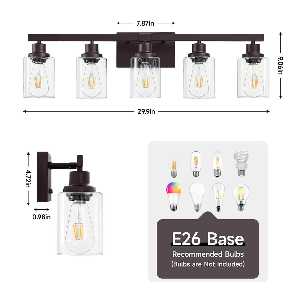 5 Light Oil Rubbed Bronze Bathroom Light Fixtures (Oil-Rubbed Bronze / 5-light)