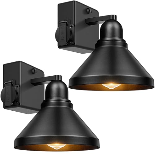 Motion Sensor Outdoor Wall Lights (Black / 8.75IN)