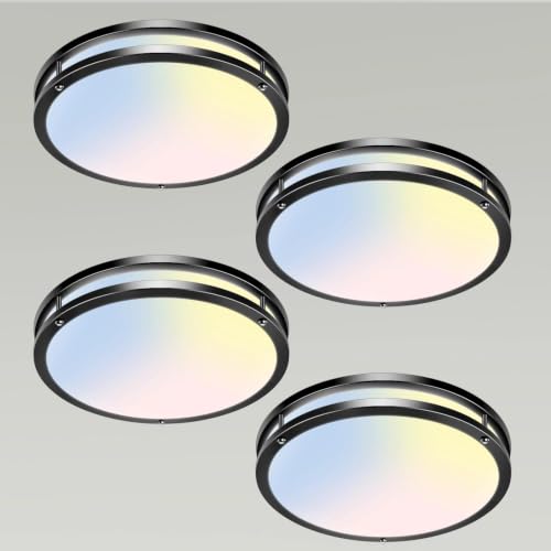 13 Inch Flush Mount LED Ceiling Light (Black / 13"(4 Pack))