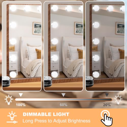 Vanity Mirror with Lights (Wood Grain / 23"L x 18"W)