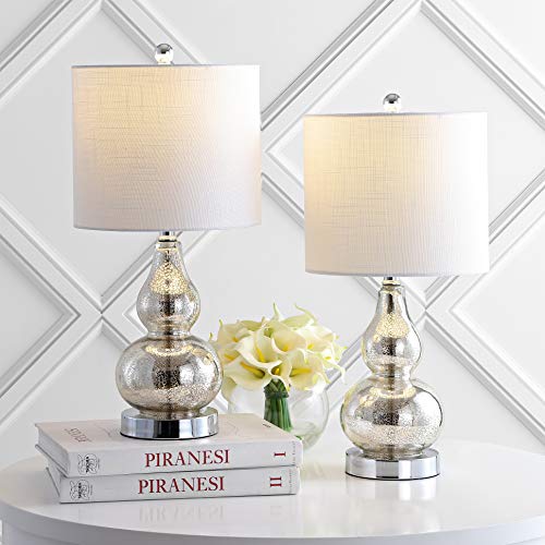 Anya Gourd Glass Table Lamp 20.5" (Set of 2 / Mercury Silver)