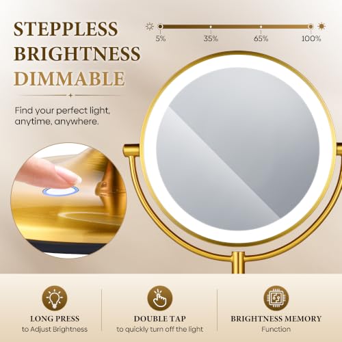 9" Gold Lighted Makeup Mirror (Gold)