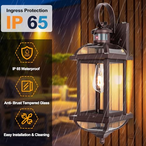 Motion Sensor Outdoor Lights Dusk to Dawn Enclosed Bottom (Oil-Rubbed Bronze / Motion Sensor)