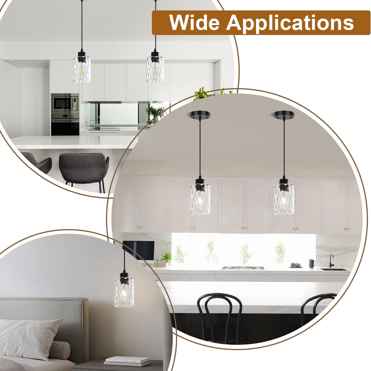 2 Pack Black Pendant Lights Kitchen Island (Black-2Pack)