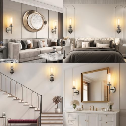 15" Knurled Bronze Hardwired Wall Sconces Set of 2 (Vertical Striped / 15″-Bronze)