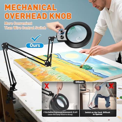 12X 30X Magnifying Glass with Light and Stand (12X 30X 35 INCH Clamp)