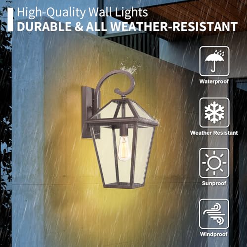 Large Outdoor Light Fixtures Wall Mount 21'' Waterproof Exterior Wall Lanterns Outdoor Lighting Oil (Oil-Rubbed Bronze- 1 PACK / Large)