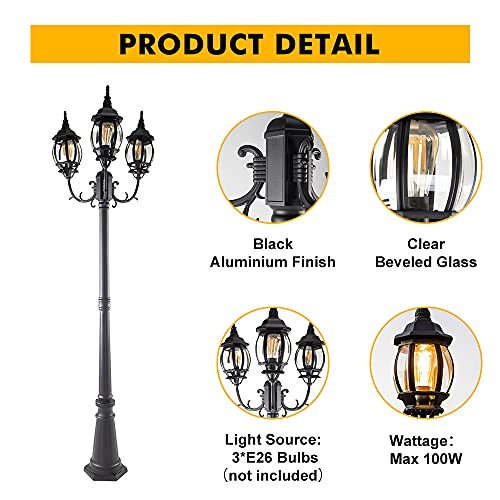 LED Outdoor Post Light with Triple (3 Oval Head +Post)
