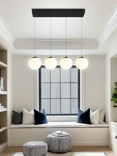 Dining Room Light Fixture 4 (Black-White / Rectangle 4-Light)