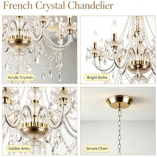 Acrylic Crystal Chandelier 27.5 * 27.5in 12 (Clear-12)